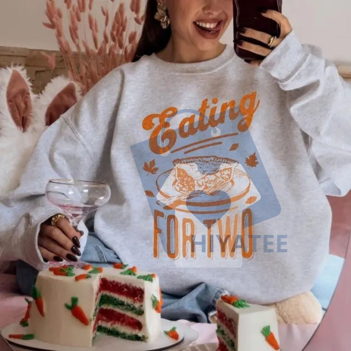 Eating for Two Thanksgiving Pregnancy Announcement Sweatshirt – Fall Baby Reveal Shirt, Fall Maternity Top