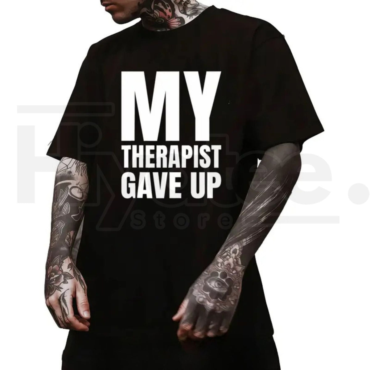 "My Therapist Gave Up" – Bold Funny Sarcastic Mental Health Graphic
