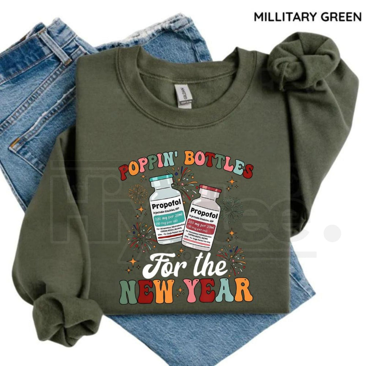 ICU Nurse New Year 2026 Sweatshirt: Poppin Bottles Propofol Funny Nursing Shirt