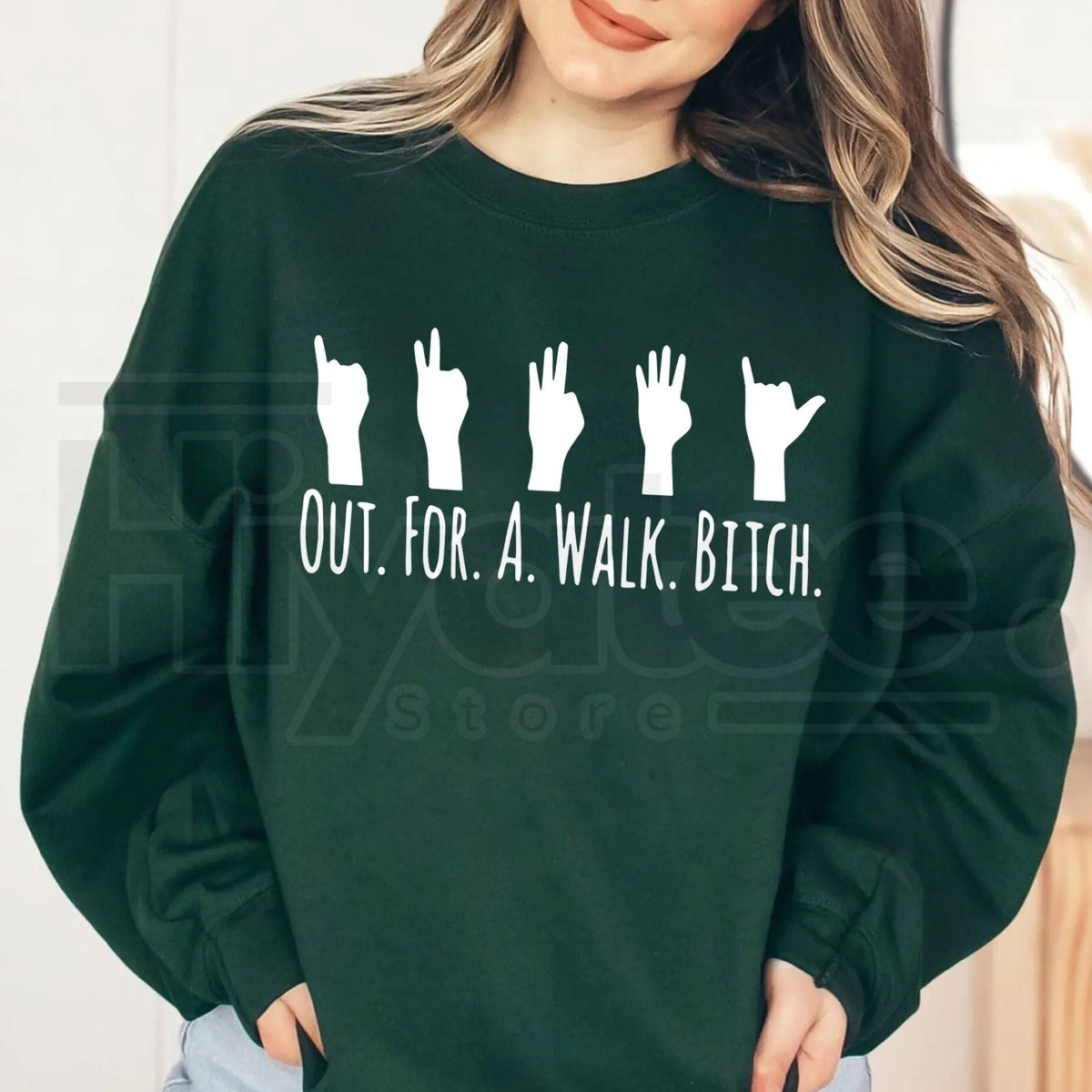 Buffy The Vampire Slayer "Out For A Walk Btch" Sweatshirt: Spike Quote Crewneck