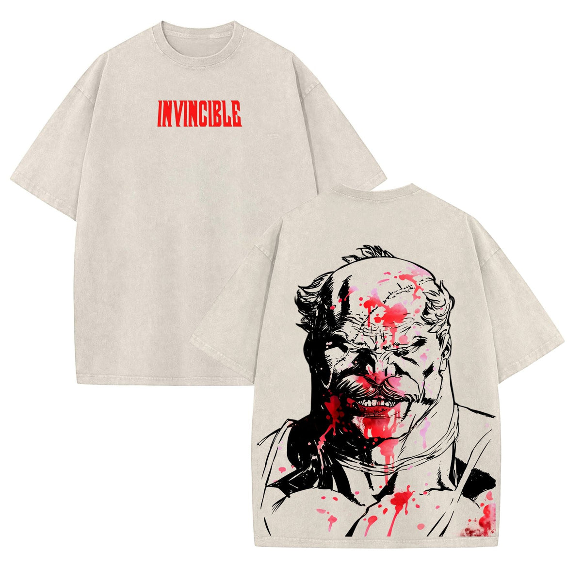 Vintage Anime Oversized T-Shirt – Conquest Invincible Double Print Heavyweight Tee