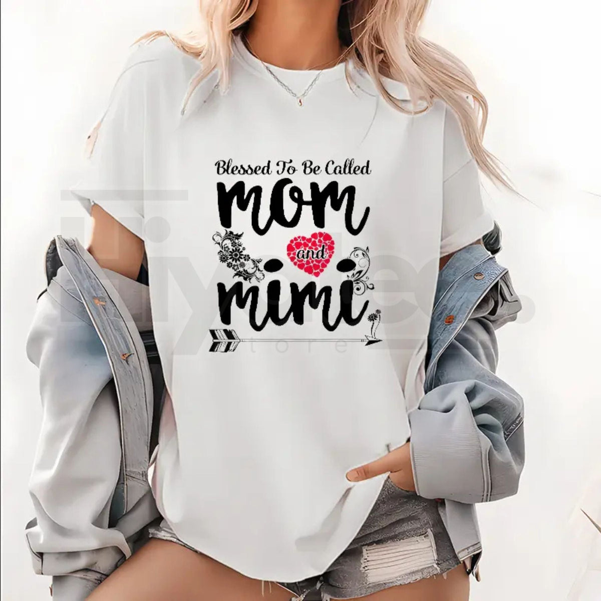"Mom and Mimi's Blessing" – Heart and Floral Women's Casual Top