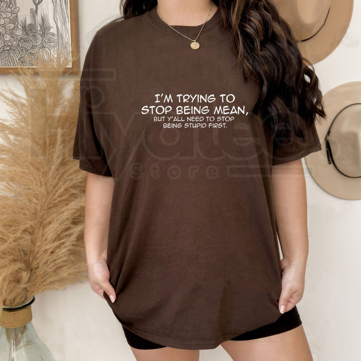 "Trying To Stop Being Mean" Funny Snarky – Premium Cotton Sarcastic Top