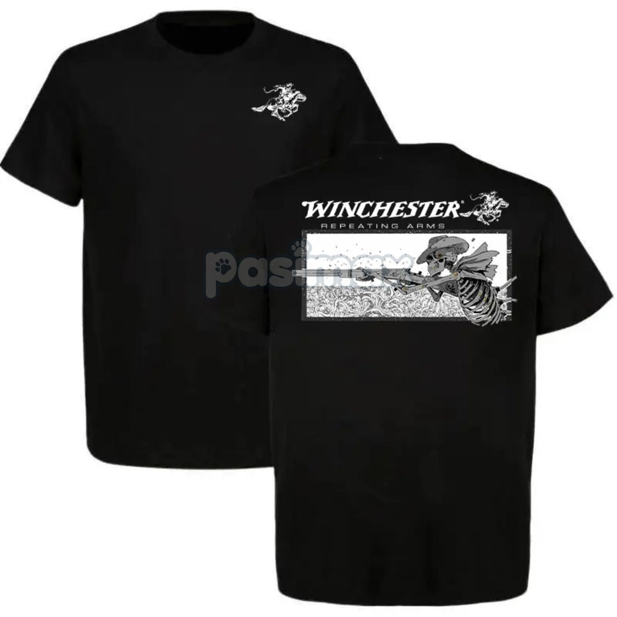 Winchester Repeating Arms T-Shirt - Skeleton Cowboy Graphic Tee, Vintage Western Americana Shirt