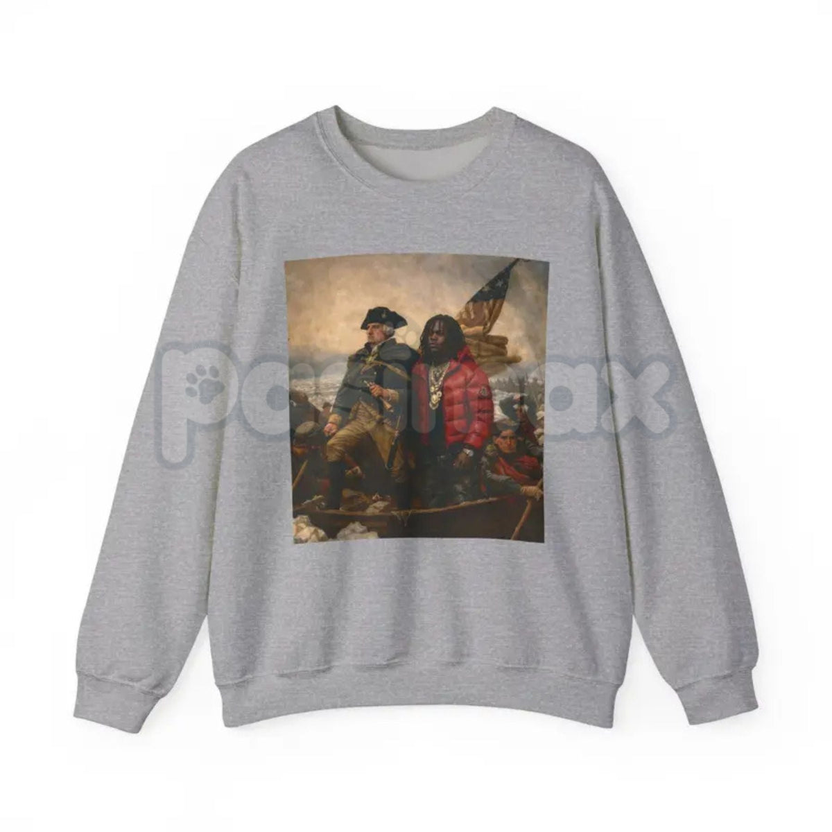 Chief K x Washington Sweatshirt | Crossing the Delaware Football Mashup Crewneck | KC Football History Pullover | Legendary Quarterback Victory Shirt | Patriotic Sports Graphic Jumper | Retro Game Day Apparel
