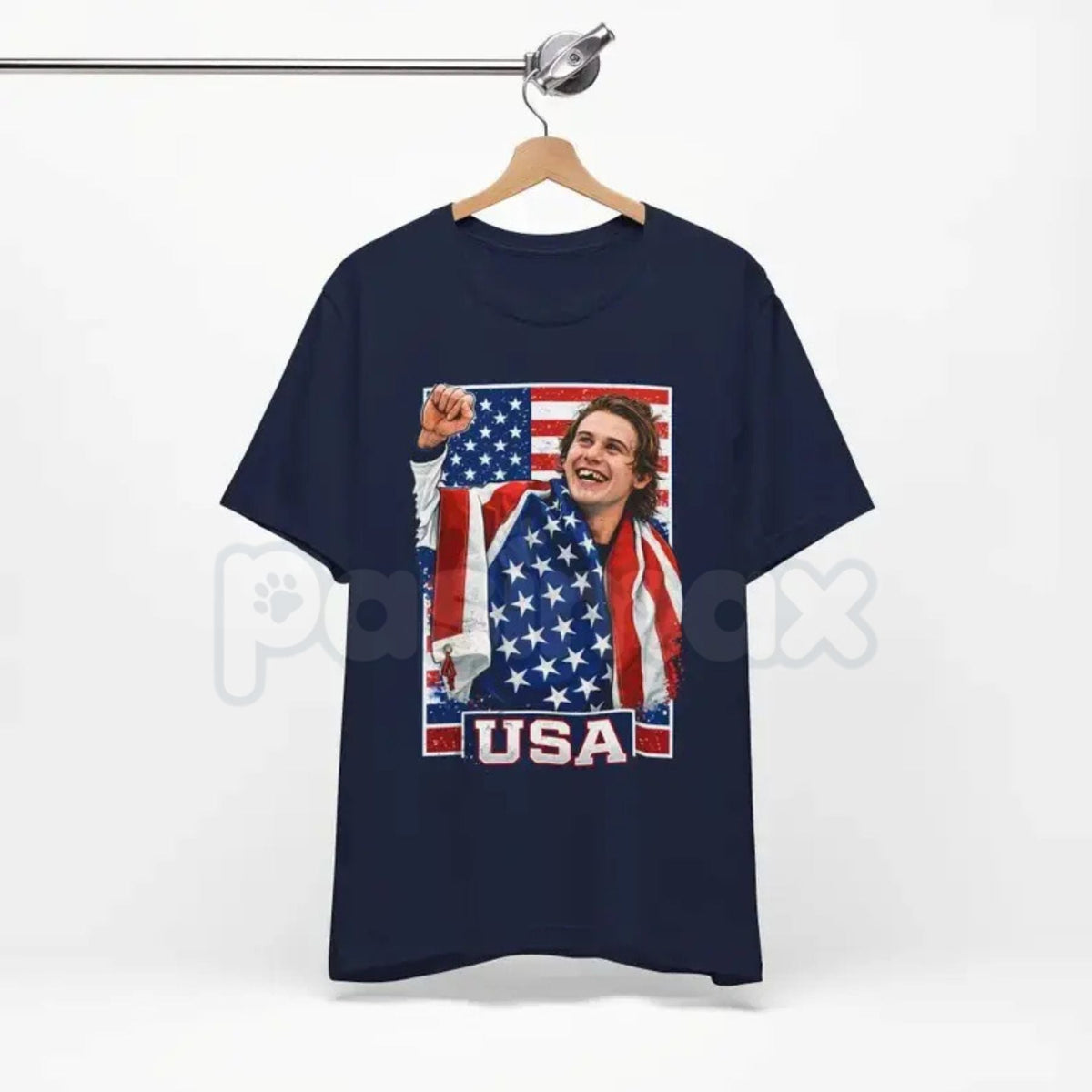 Jack Hughes Team USA Hockey Fan T-Shirt - Olympic USA Graphic Tee, Premium Heavyweight 100% Cotton Hockey Top, American Playmaker Fan Apparel, Winter Games 2026 Commemorative Shirt, USA Hockey Jersey Inspired Tee