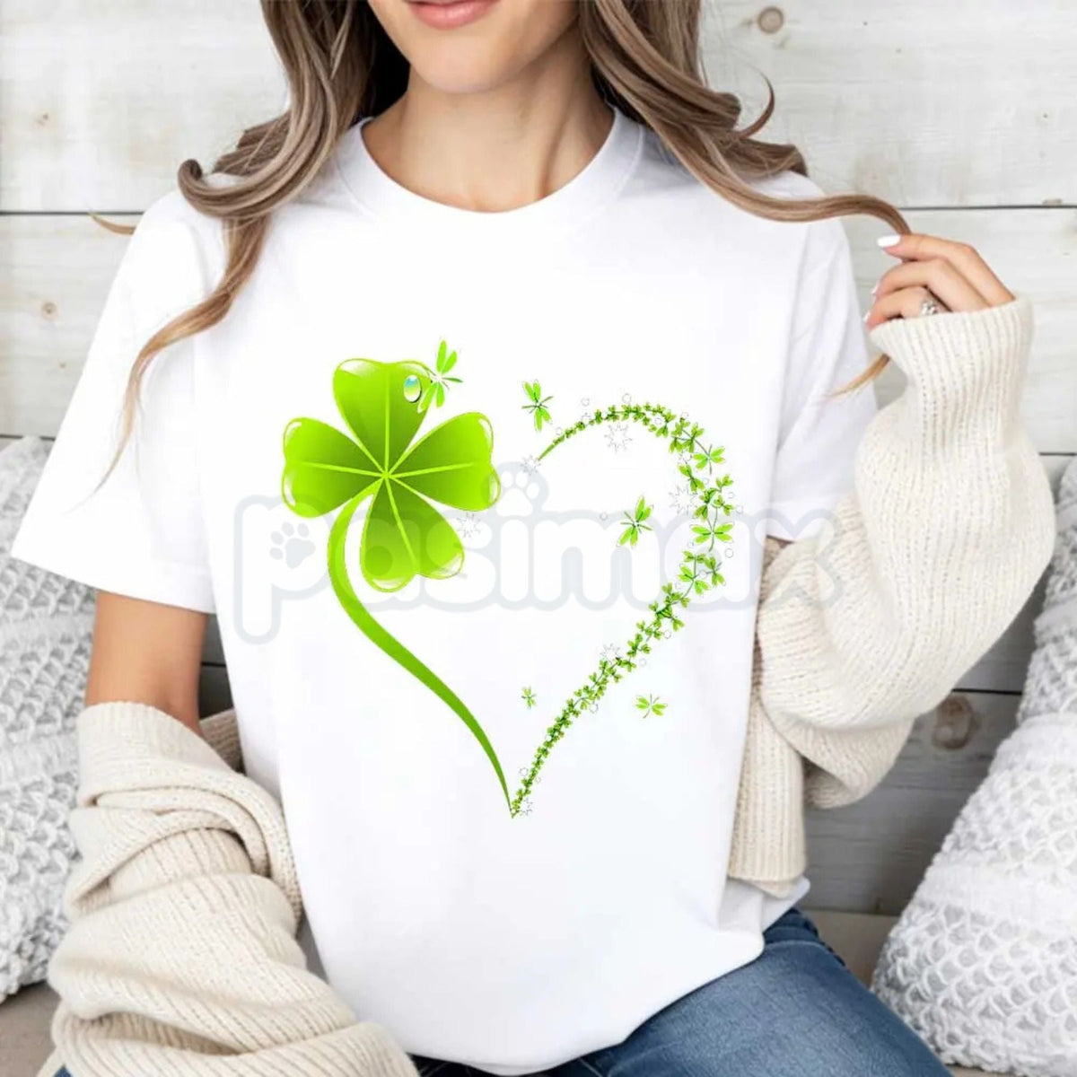 Four Leaf Clover Heart St. Patrick's Day T-Shirt - Lucky Clover Heart Graphic Tee, Premium 100% Cotton Crew Neck Celebration Top, Cute Irish Pride Heart Shirt, St. Paddy's Day Women's Fashion, Soft Lived-In Festive Holiday Apparel