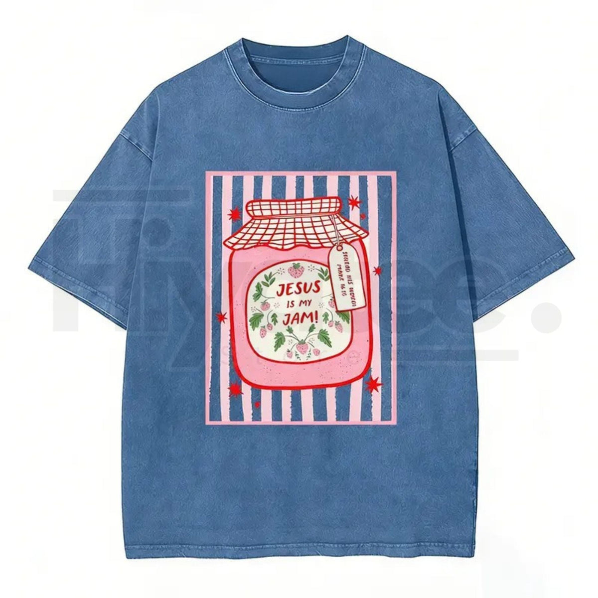 Jesus Is My Jam Vintage Washed T-Shirt – Christian Strawberry Graphic Cotton Tee