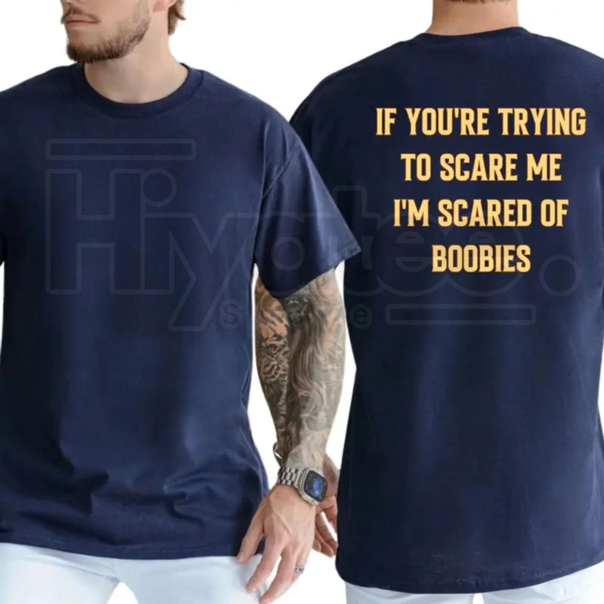 "I'm Scared Of Boobies" Funny T-Shirt – Humorous Adult Graphic Tee for Men