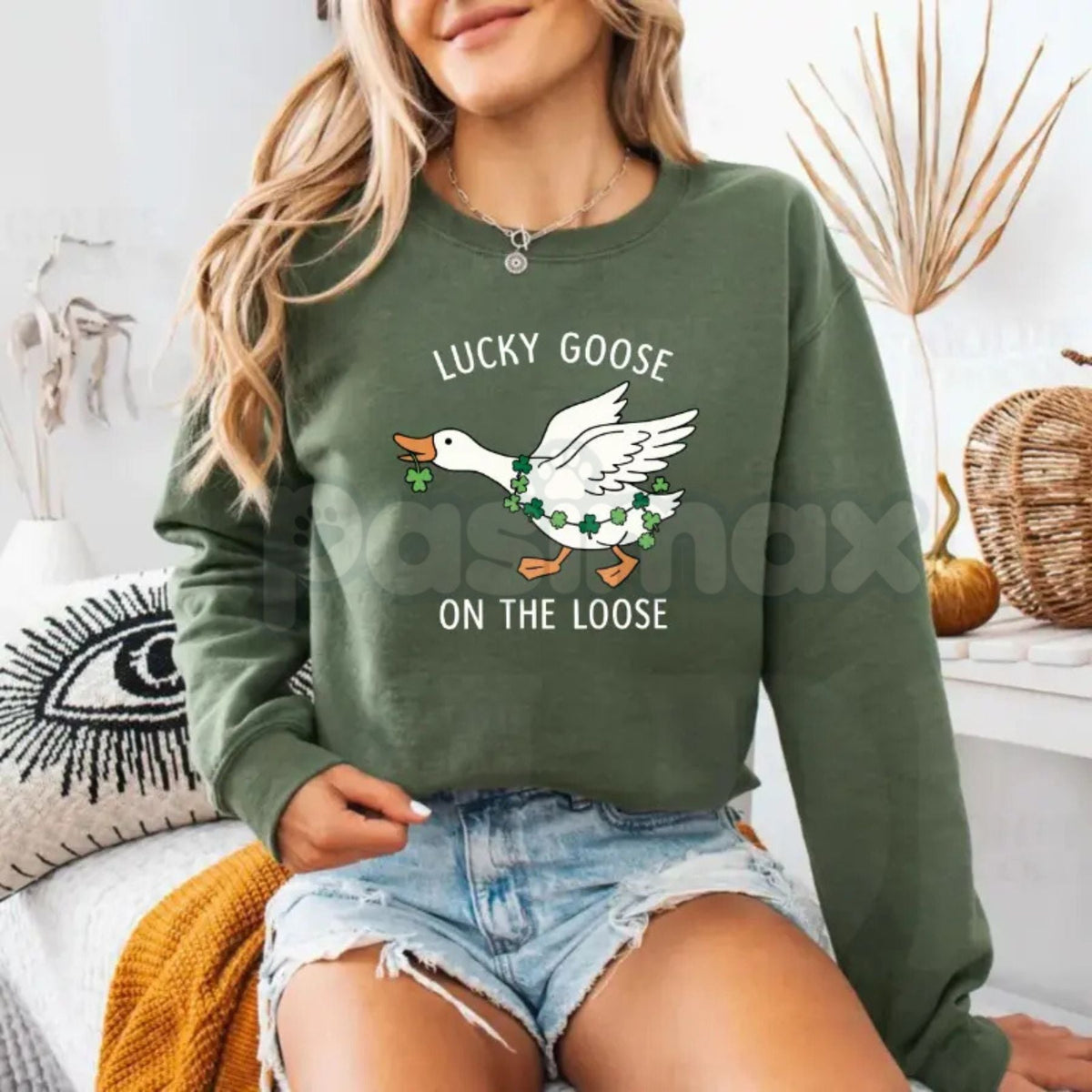 Funny St. Patrick's Day Goose Sweatshirt – Lucky Goose "Honk" Sweater, Retro Irish Graphic Crewneck