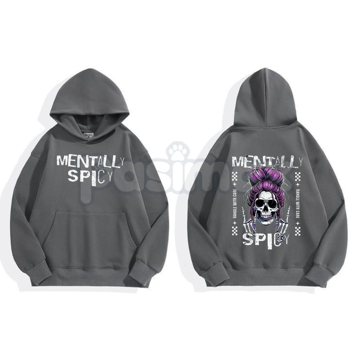 Spicy Brain Skull Hoodie – Dark Aesthetic Neurodivergent Streetwear, Grunge Mental Health Pullover, Unisex Vintage Wash