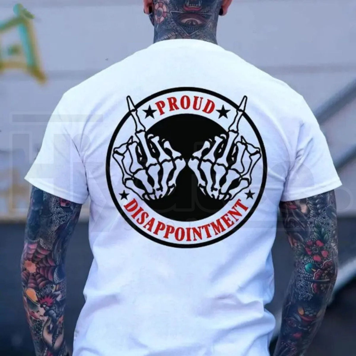 "Proud Disappointment" Defiant Bone Hand T-Shirt – Edgy Streetwear Cotton Tee