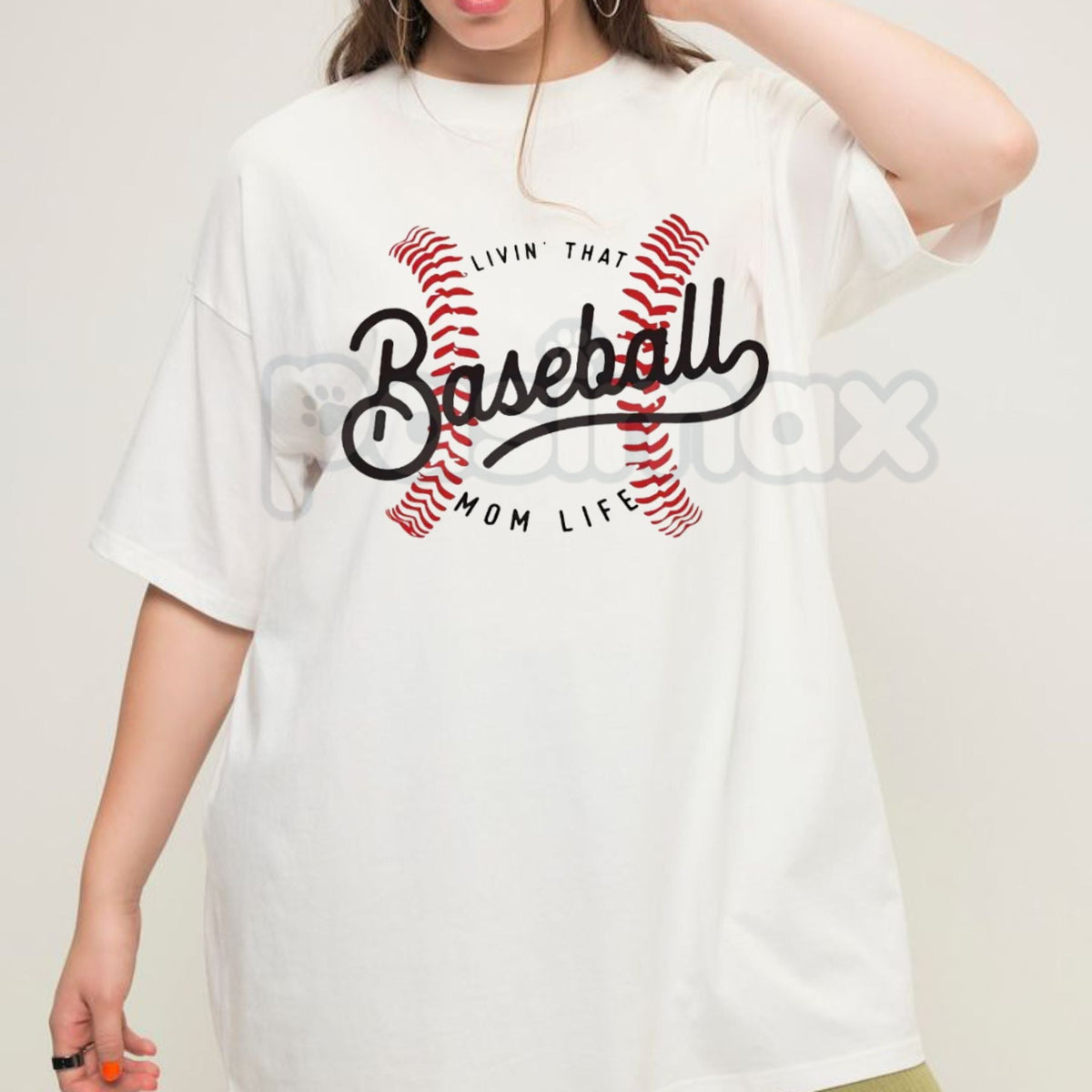 "Livin' That Baseball Mom Life" Short Sleeve Crew Neck - Premium 100% Cotton Baseball Mom Graphic Tee, Game Day Sports Mom Gift, Soft Lived-In Heavyweight Bleacher Life Shirt, Cactus & Clay Aesthetic Baseball Top, Made in USA Team Mom Apparel