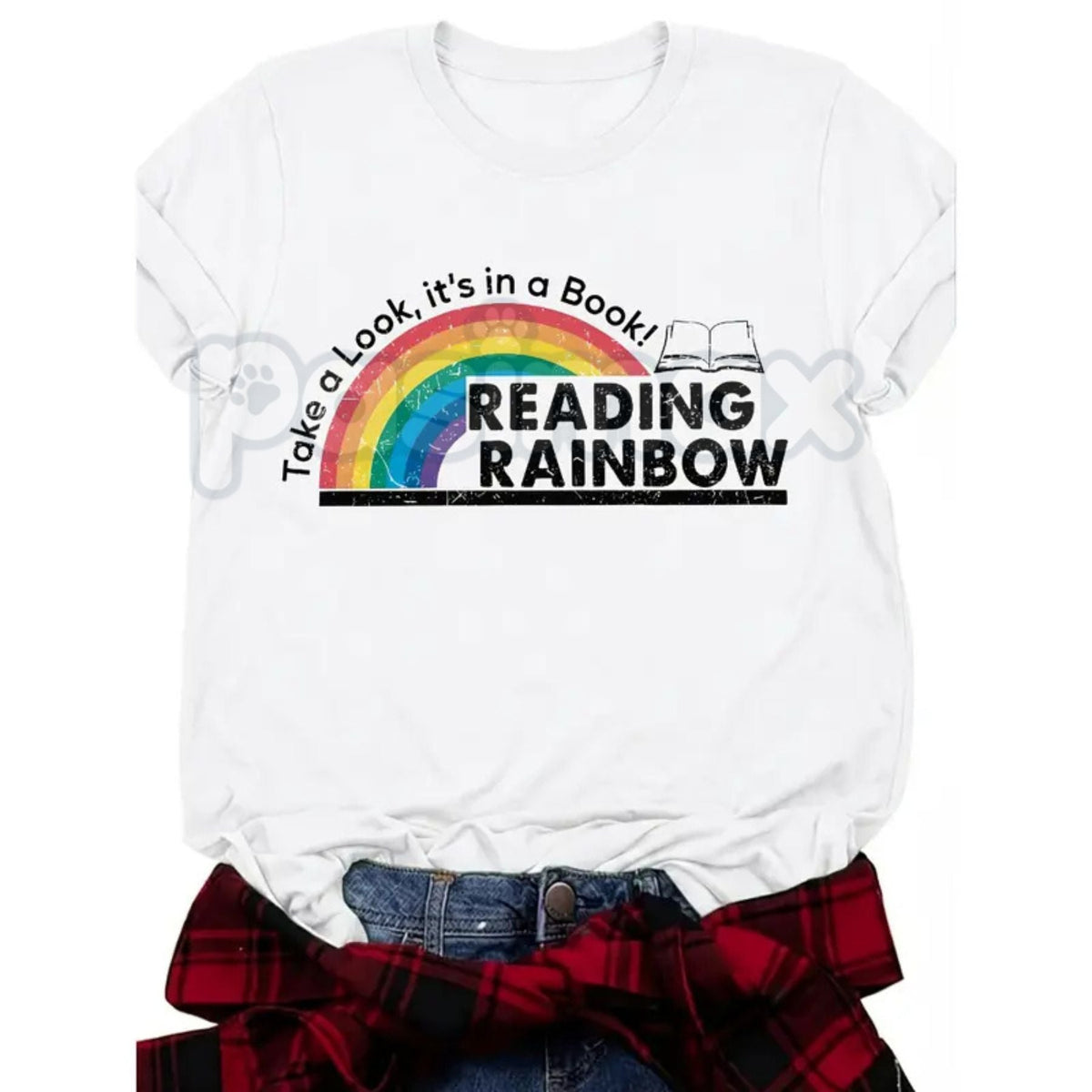 "Take A Look, It's A Book!" Reading Rainbow Tee – Retro 80s/90s Nostalgia Graphic Shirt, Premium 100% Cotton Teacher & Librarian Gift, Vintage Educational Media Apparel, Made in USA
