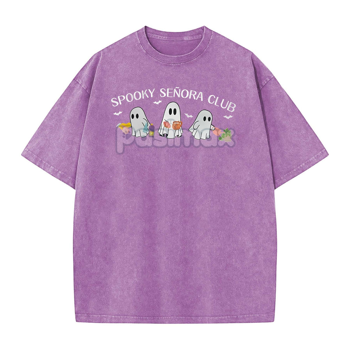 "Spooky Señora Club" Vintage Acid Wash T-Shirt – Unisex Graphic Shirt, Retro Vibe