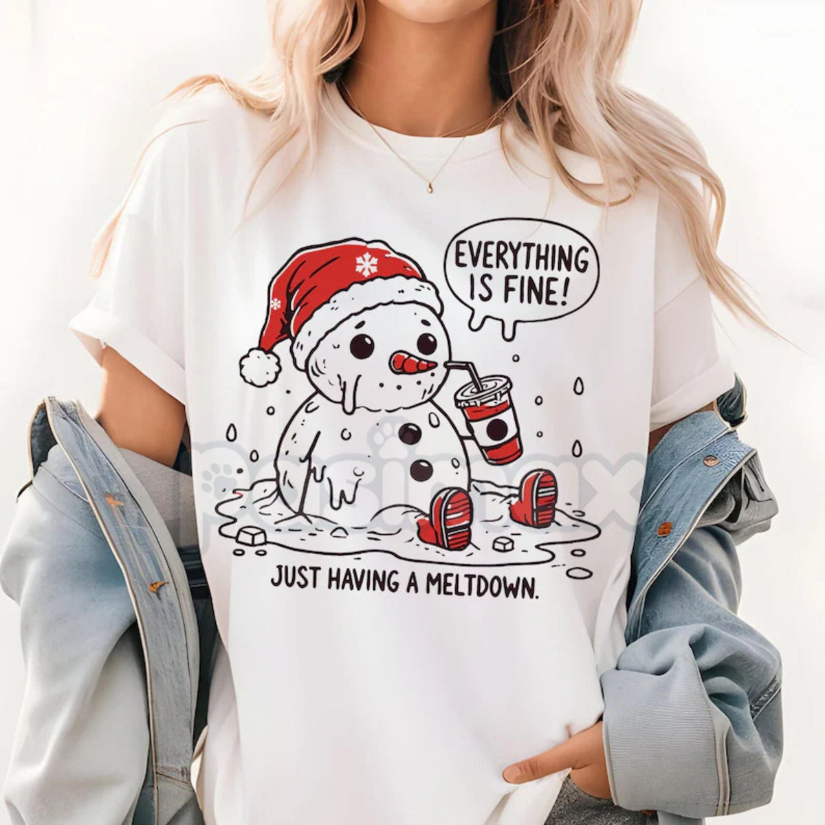 "Everything is Fine Just Having Meltdown" T-Shirt - Funny Relatable Slogan Tee, Dark Humor Stress Apparel, Ironic Statement Shirt