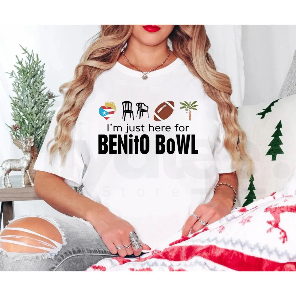 Benito Bowl Christmas T-Shirt – 100% Cotton Festive Football Oversized Tee