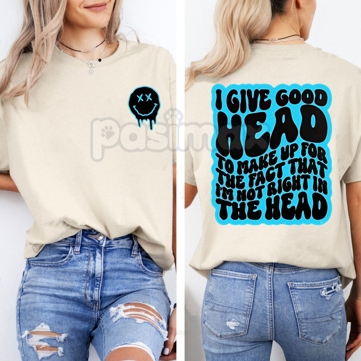 "Not Right in the Head" Funny Sarcastic T-Shirt - Retro Wavy Lettering Graphic Tee, Cute Sarcasm Humor Shirt, Trendy Aesthetic Casual Top, Mental Health Humor Apparel, Witty Sassy Graphic Tee