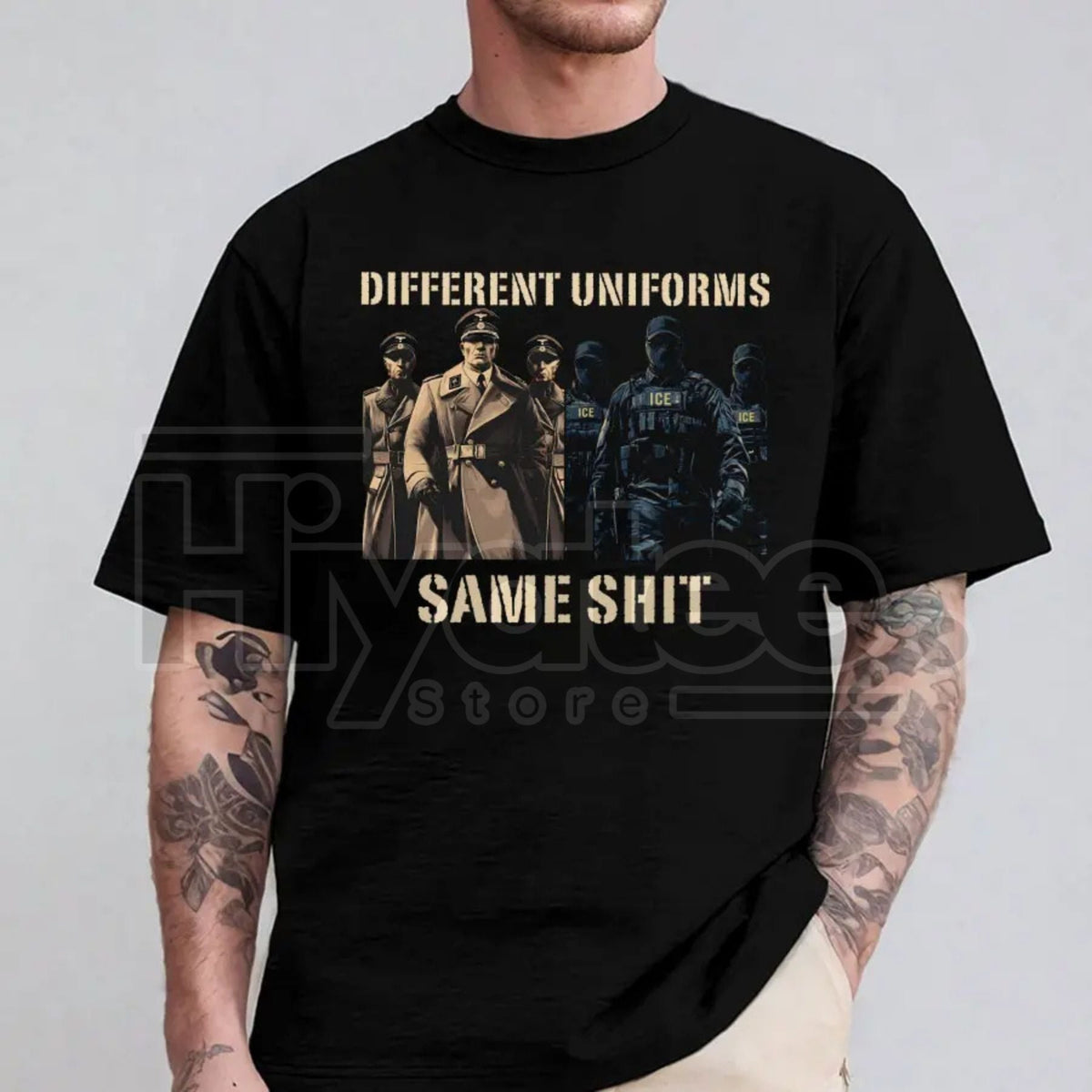 "Different Uniforms Same Sh!t" Shirt – Stop ICE Raids & Justice For People Tee