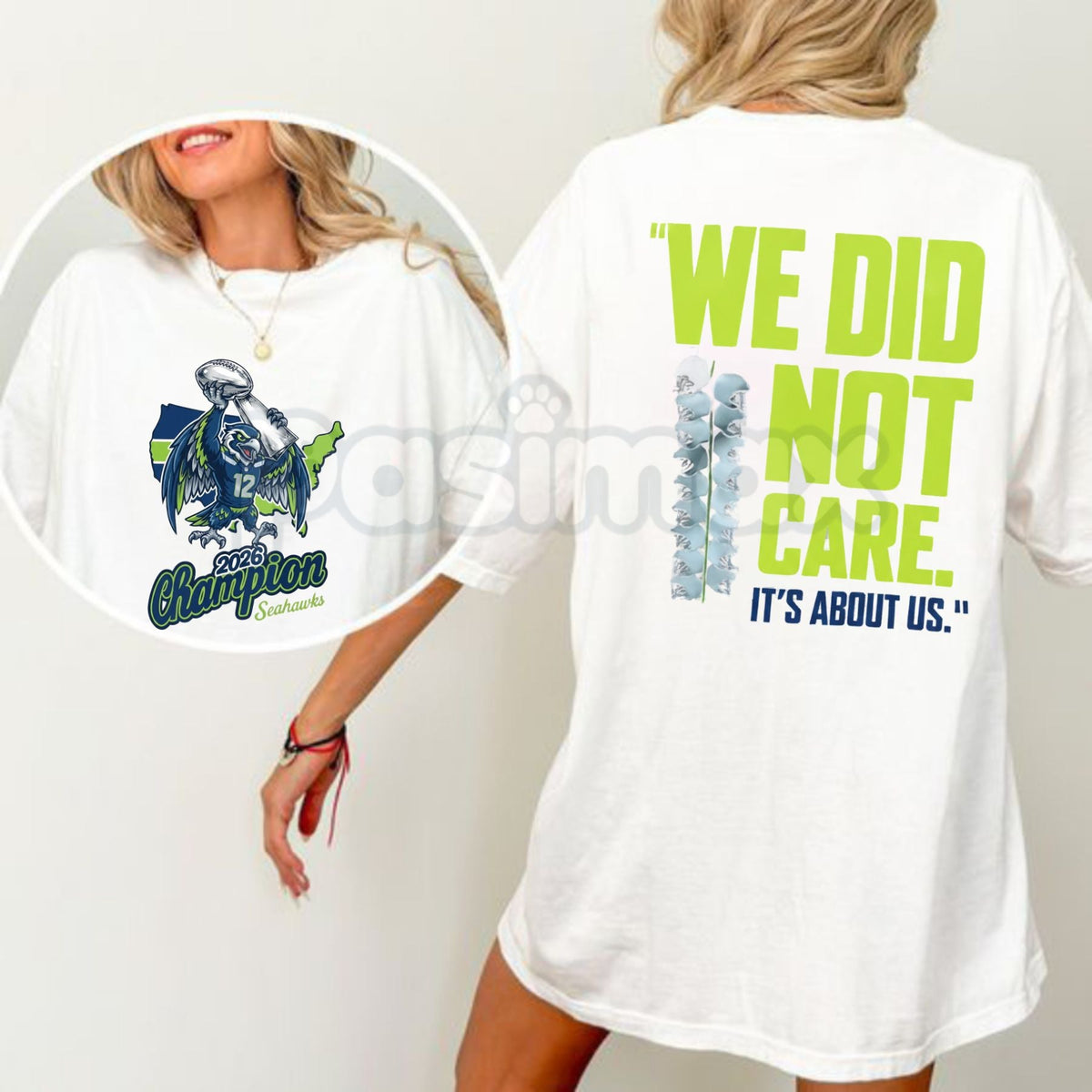 Seahawks 2026 "We Did Not Care" T-Shirt - Seattle Football Championship Fan Tee, Defiant 12th Man Graphic Shirt, Premium Heavyweight Unisex Hawks Apparel, 2026 Season Commemorative Top, Seattle Streetwear Sports Gift