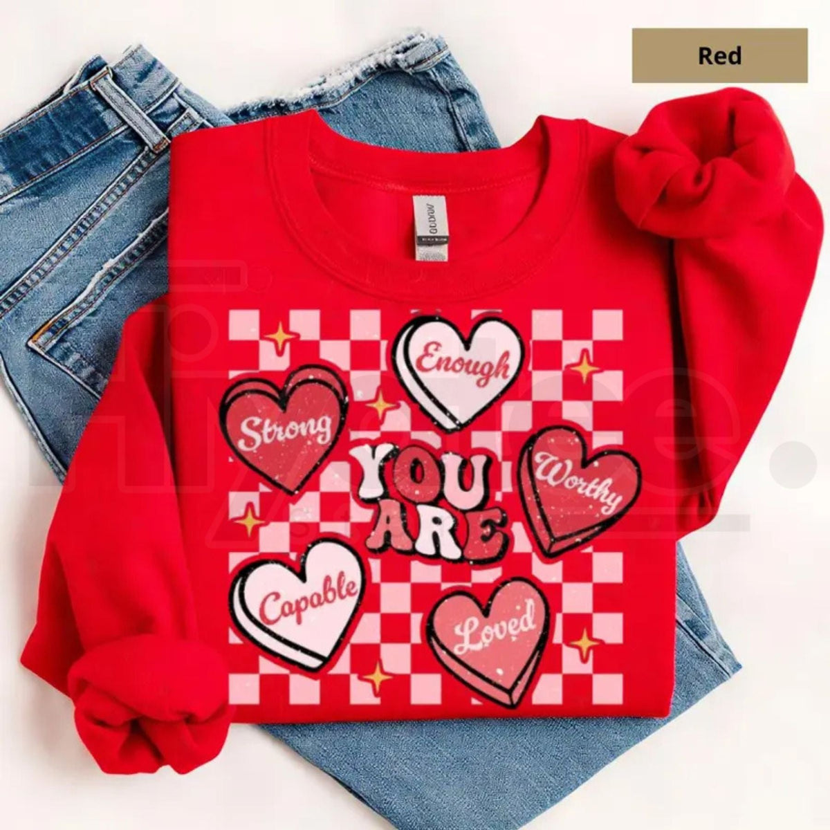 Retro "You Are Loved" Teacher Valentine Sweatshirt: Cute Heart Back to School Sweater