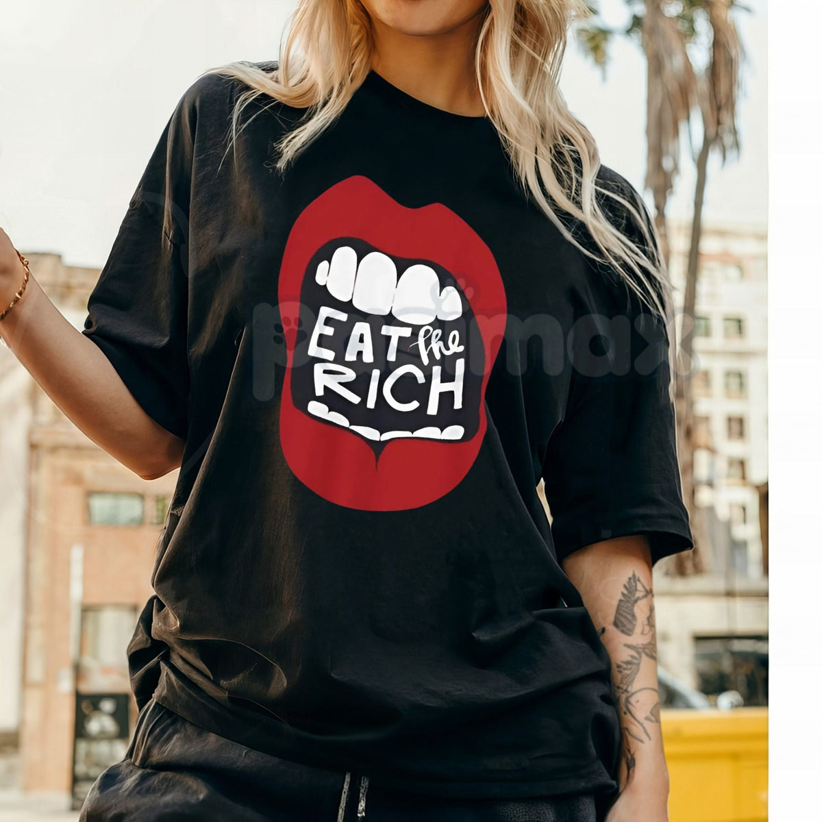 "Eat The Rich" Graphic T-Shirt - Anti-Capitalist Protest Tee, Funny Subversive Streetwear Shirt, Sarcastic Political Statement Apparel