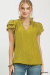 Umgee Lace Trim Ruffle Top
