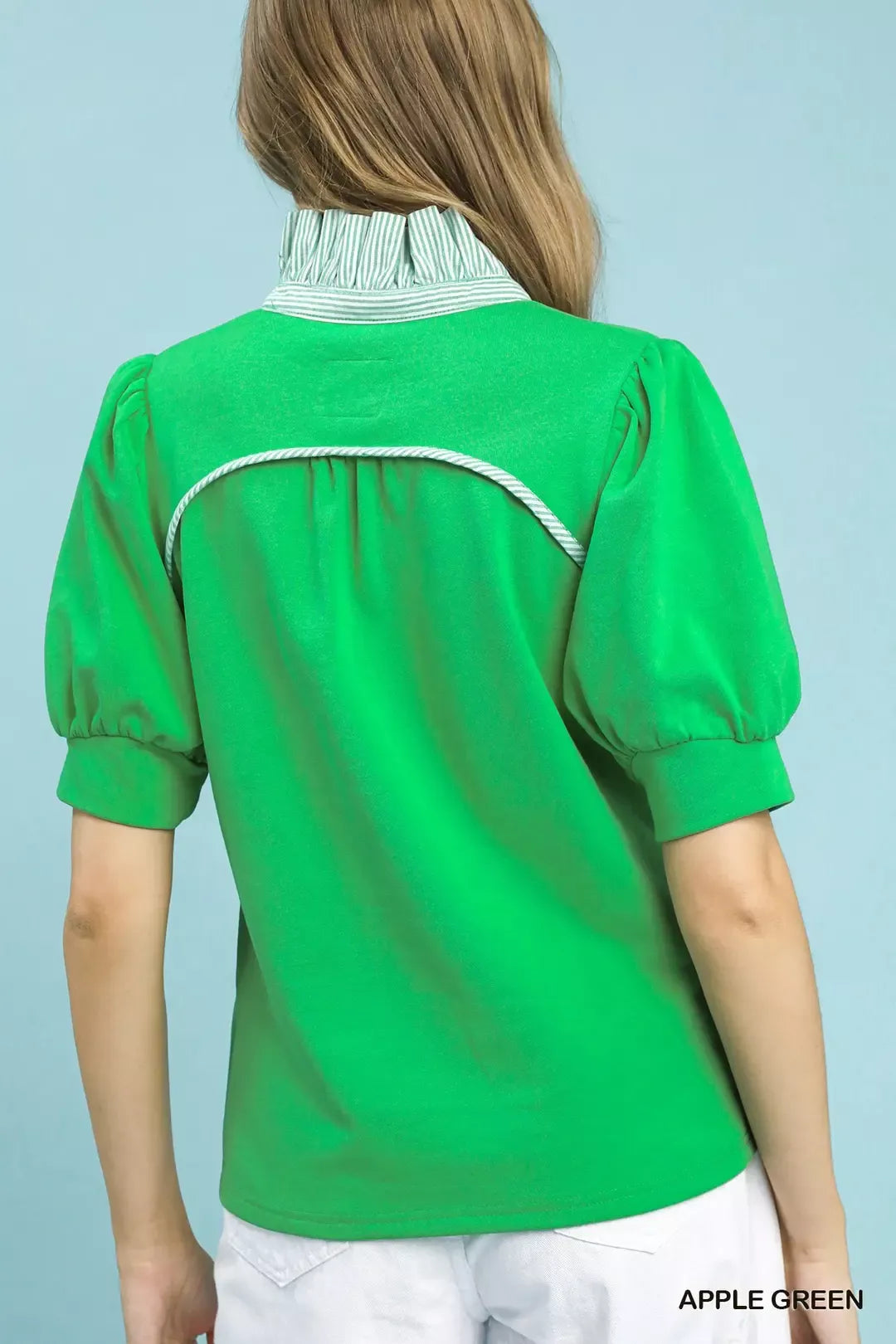 Umgee Striped Collar Popover Top
