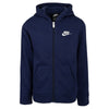 Nike Boys Club Fleece Full Zip Hoodie (Little Kids) Midnight Navy 6 Little Kid