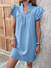 Elegant Ruffled Cap Sleeve Mini Dress Feminine & Flowy Summer Dress