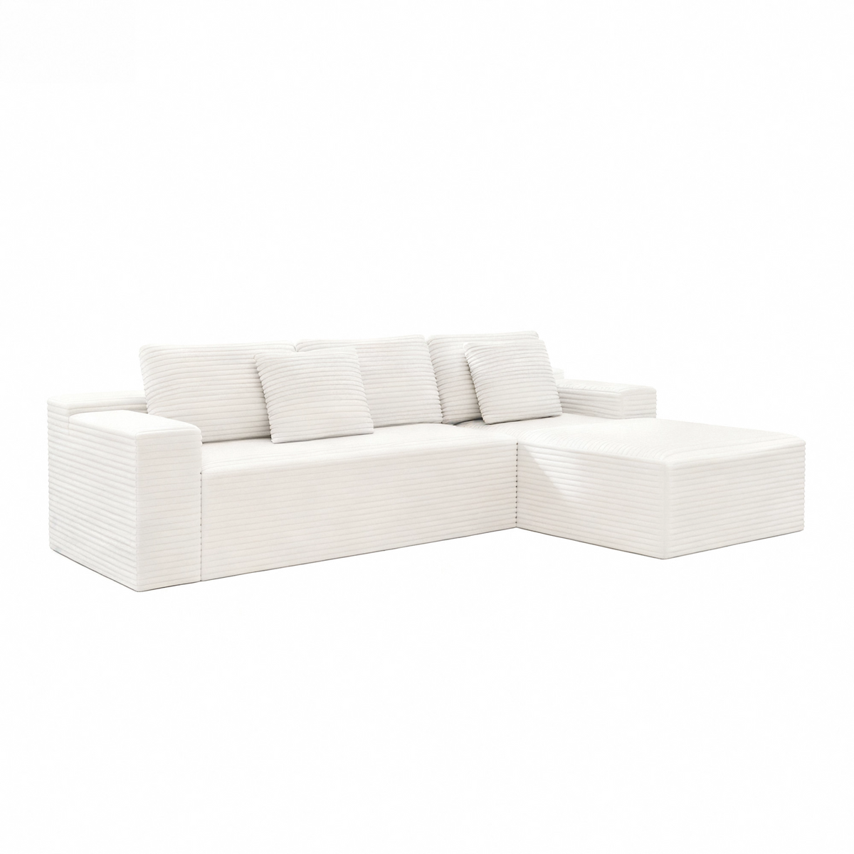104.3*68.9'Modular sectional sofa seat,Upholstered compressed couch for living room,Bedroom,Apartment,No assembly required,2PC free combination,Plush corduroy fabric,WHTIE
