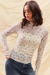 SO ME Floral Print Textured Long Sleeve Knit Top