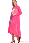 Zenana Mesh Open Front Cardigan