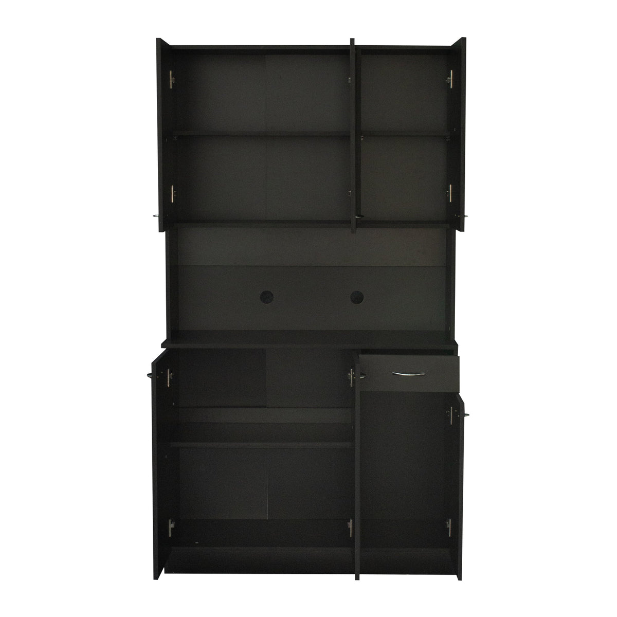 70.87' Tall Wardrobe& Kitchen Cabinet, with 6-Doors, 1-Open Shelves and 1-Drawer for bedroom,Black