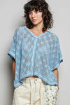 POL Crochet Lace Short Sleeve Top