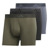 adidas Mens Athletic Fit Trunk Underwear (3-Pack) Olive Strata Green/Black/Onix Grey/Microfiber Medium
