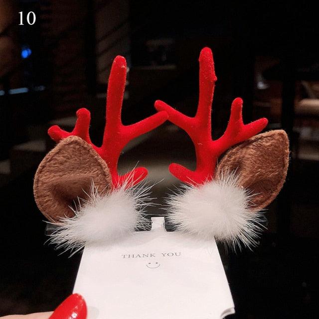 2pcs/set Christmas Hair Clips For Girls Cute Deer Ear Hairpins Hairgrips Kids Christmas Antler Hairpin Barrette Fashion Hair Accessories For Women