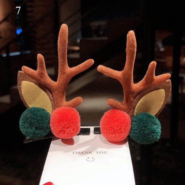 2pcs/set Christmas Hair Clips For Girls Cute Deer Ear Hairpins Hairgrips Kids Christmas Antler Hairpin Barrette Fashion Hair Accessories For Women