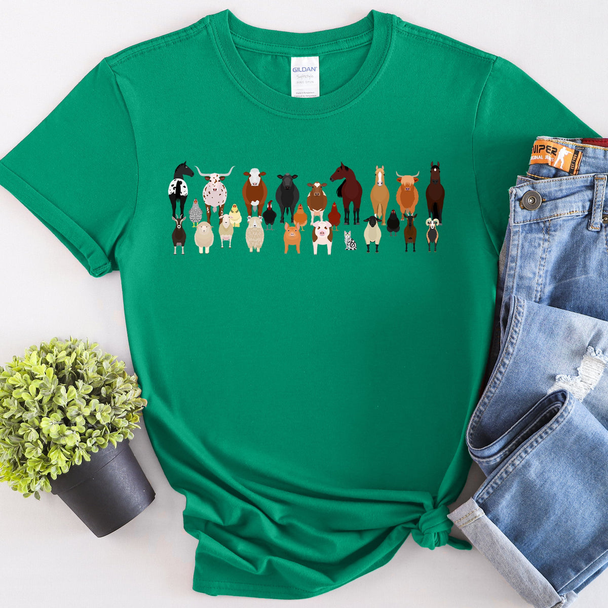Farm Animal Lovers Illustration Collection Featuring Charming Breeds And Playful Farmyard Scenes Graphic Tee