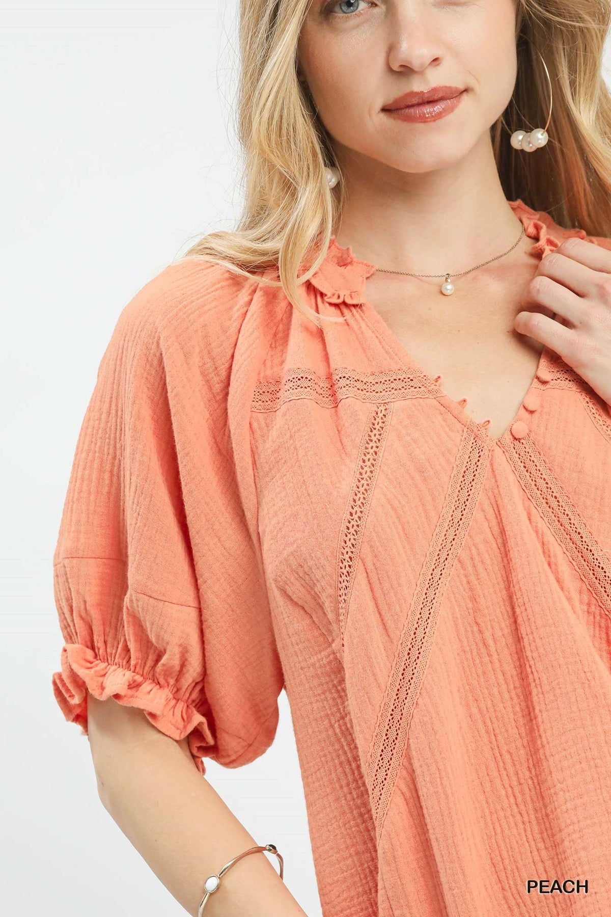 Umgee Cotton Gauze Ruffle Top