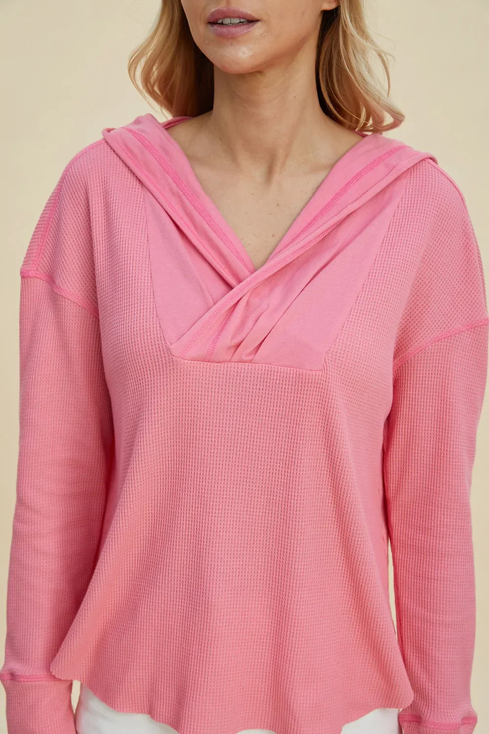Double Take Full Size High-Low Dropped Shoulder Long Sleeve Hoodie