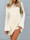 Elegant Backless Dress Round Neck Long Sleeve Mini Dress Stylish Party Girls Dress