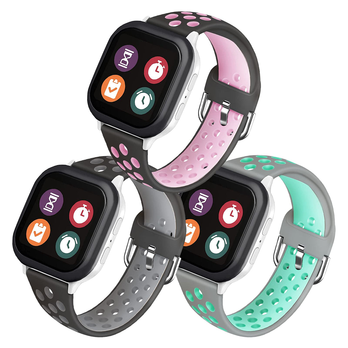 Mengudig 3 Pack Compatible with Gizmo Watch Band Replacement Gabb Watch Bands Syncup Kids Watch BandBreathable Soft Silicone Watch Bands for Kids Verizon Gizmo Watch 3 2 1