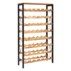48 Bottle Wine Rack,8-Tier Wine Bottle Holder,Freestanding Floor Display Wine Storage Shelves with Wood Table Top,For Kitchen Pantry, Cellar, Bar, Dining Room, Living Room, Black