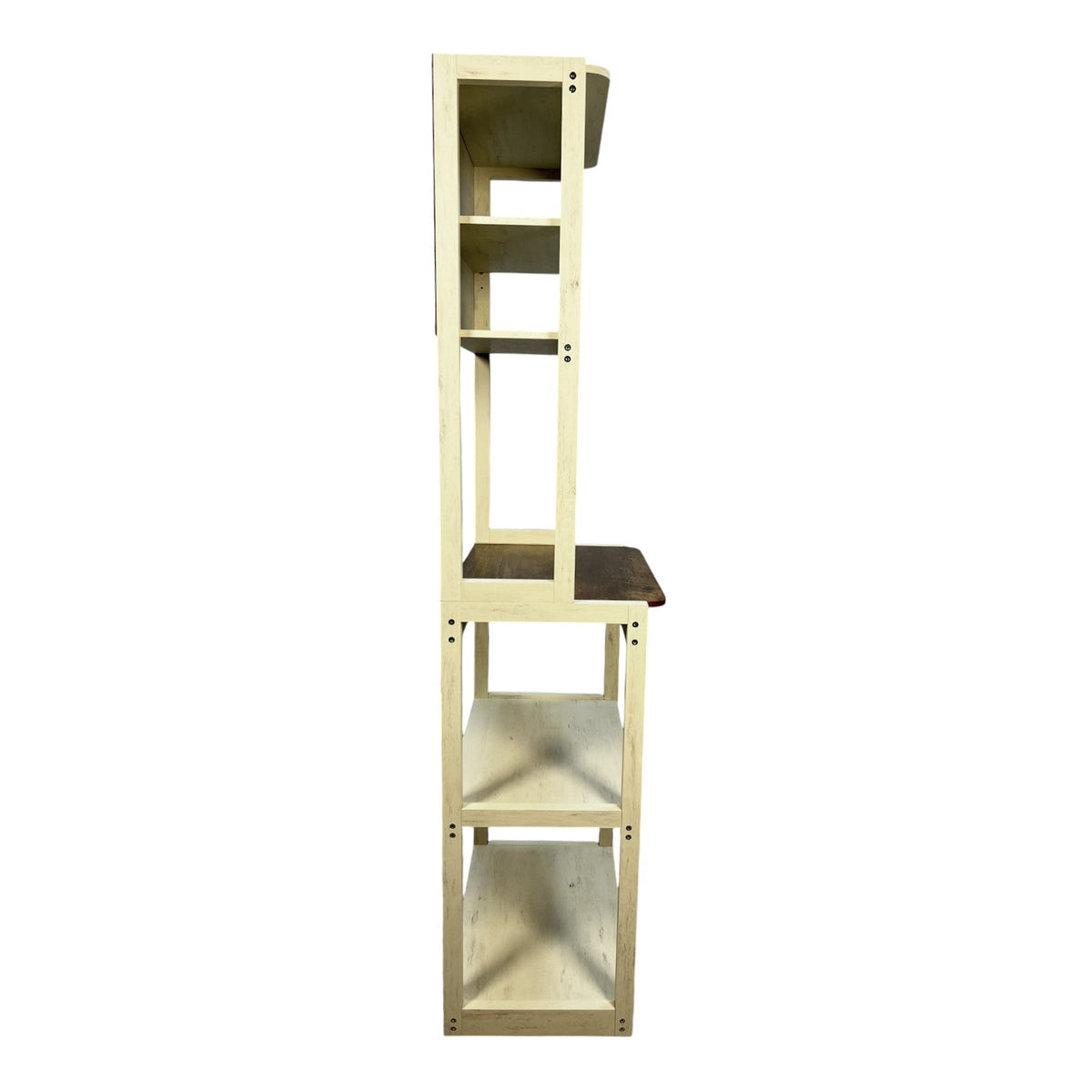 23.62' White and Rustic Brown color 5-Tier Bakers Rack for Kitchen with Storage, Coffee Bar, Kitchen Shelves,  Microwave Stand