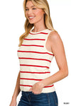 Zenana Round Neck Stripe Knit Tank Top