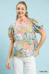 Umgee Abstract Print V-Neck Top