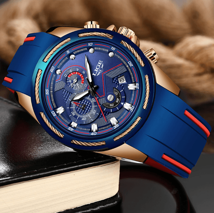 Men's Waterproof Modern Watch With Rubber Straps Multifunction Watches Unique Design Perfect Gift