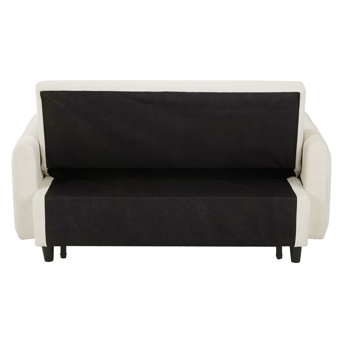 Modern Convertible Pull-out Sofa Bed with USB Ports and Pillows, Beige Corduroy, 57.48 inches
