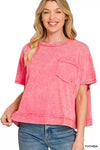 Zenana Acid Washed Round Neck Short Sleeve Oversized T-Shirt